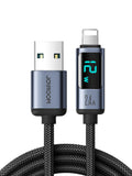 Joyroom USB-A to Lightning cable with display, 2.4A, 1.2m - Black — Joyroom