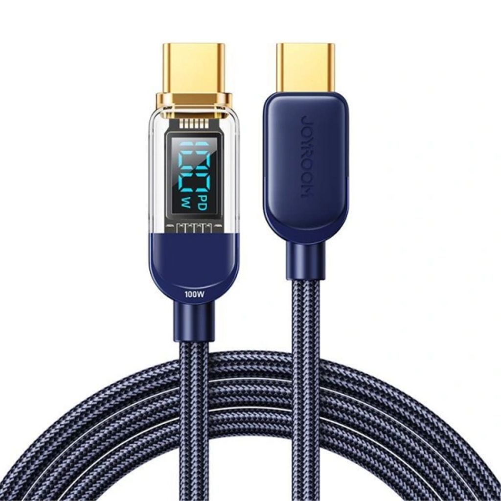 Joyroom USB-C to USB-C Cable with Display 100W, 1.2m - Blue
