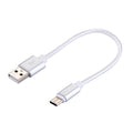 SiGN Kort USB-C-Cable with Nylon Fabric 2.4A, 12W, 20cm - Silver