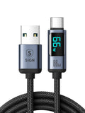 SiGN Prism Series 66W USB-A to USB-C Cable with Shield, 1.2 m - Black