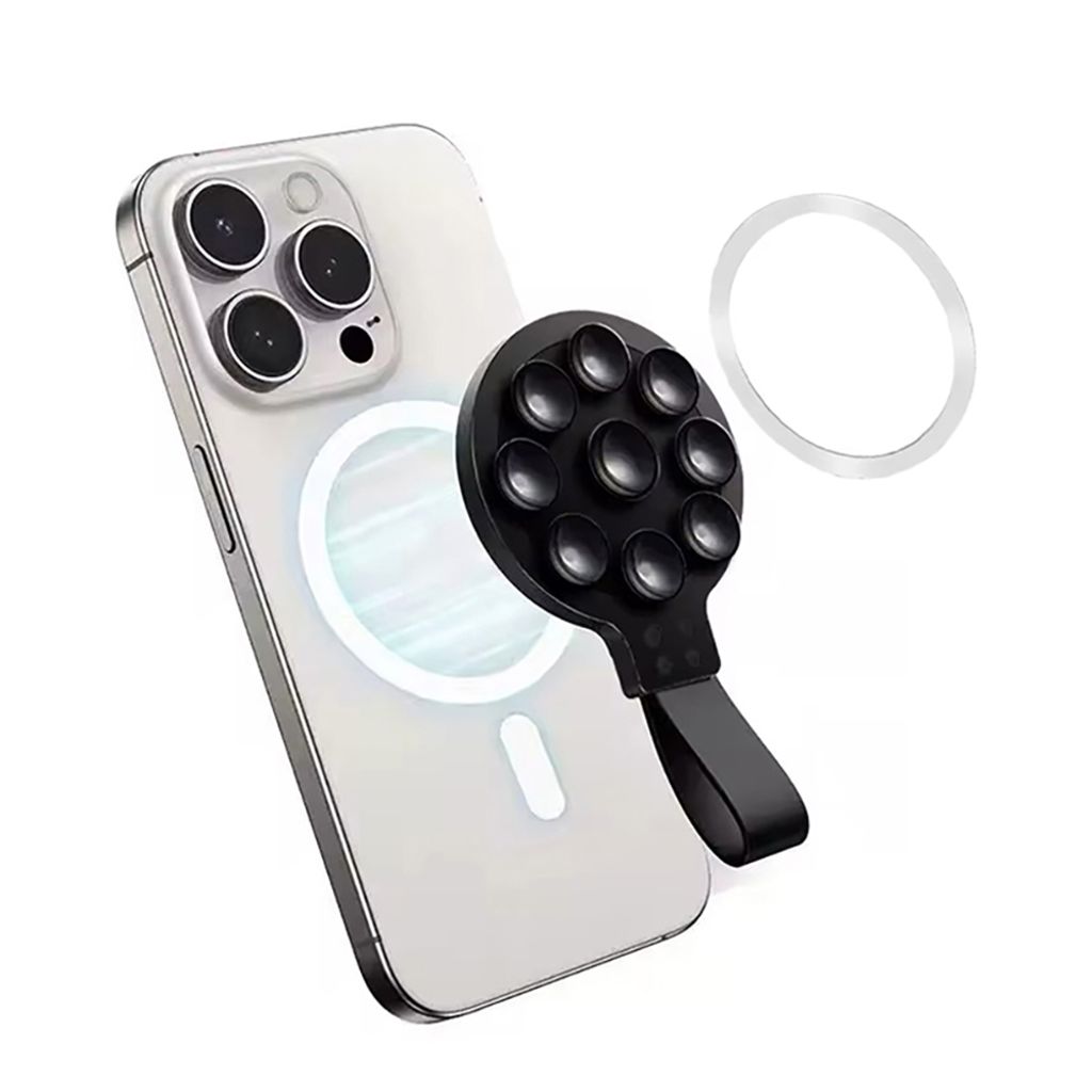SiGN Magnetic Silicone Suction Cup Mobile Phone Holder with Magnetic Ring - Black — SiGN