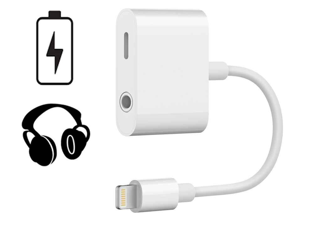 SiGN Lightning to 3.5mm Adapter for Audio & Charging, 12W, 10cm - White — SiGN