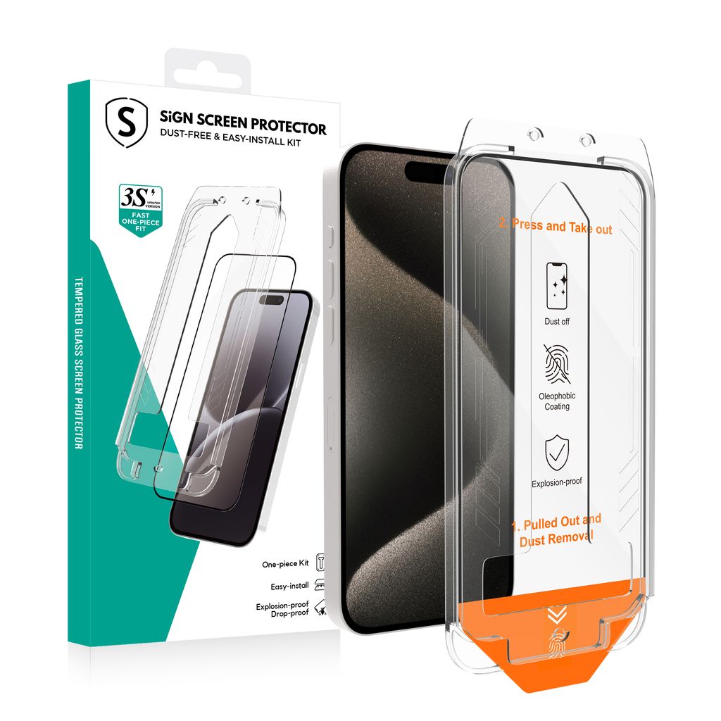 SiGN Screen Protector iPhone 15 Pro – EZ Apply with dust free applicator — SiGN