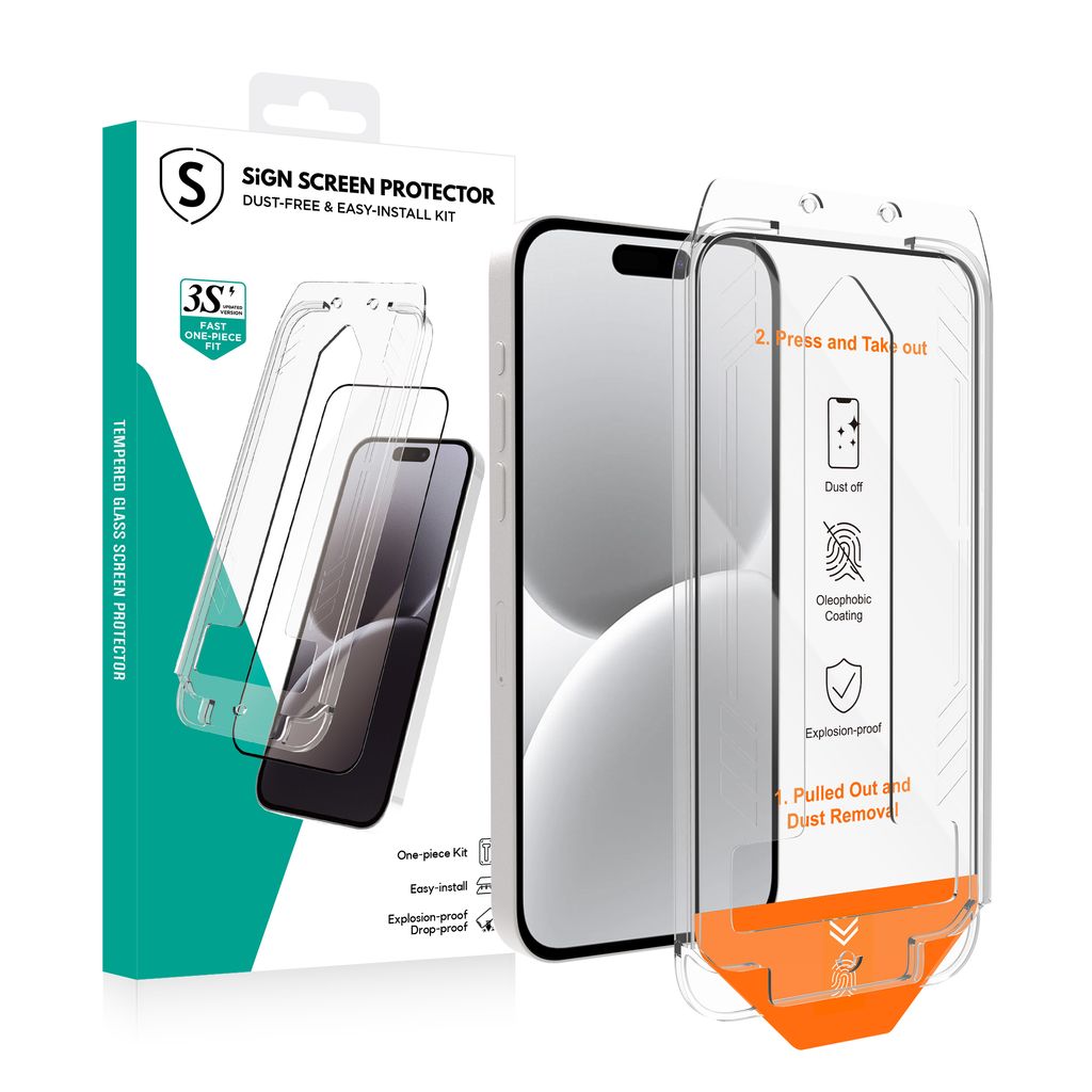 SiGN Screen Protector iPhone 16 – EZ Apply with dust-free applicator