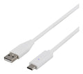 DELTACO USB-Cable, Typ C for Typ A, 1m, White