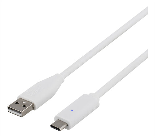 DELTACO USB-Cable, Typ C for Typ A, 1m, White