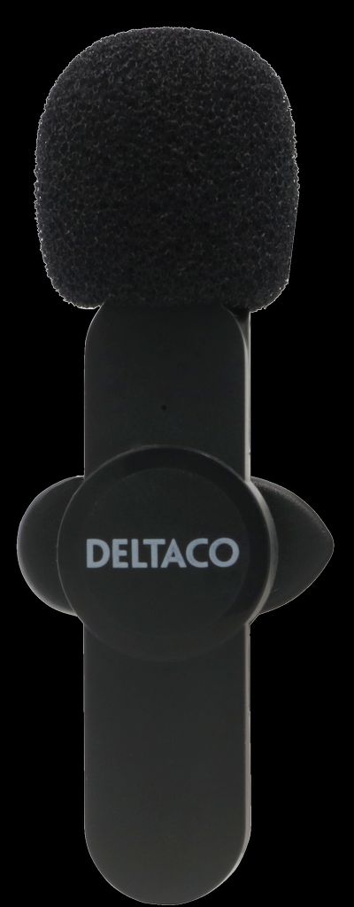 DELTACO Wireless Vlog Microphone USB-C/Lightning Single Pack - Black