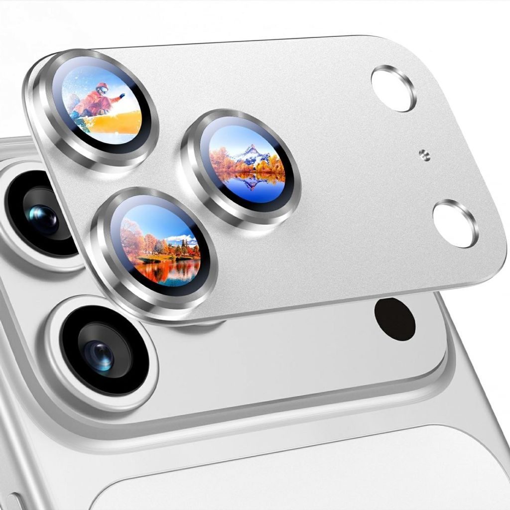 RURIHAI iPhone 18 Pro Lens Protector with Aluminum Frame - Silver — RURIHAI