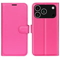 AMORUS iPhone 18 Pro Max/17 Pro Max Wallet Cover Litchi PU-leather - Pink — AMORUS