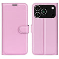 AMORUS iPhone 18 Pro Max/17 Pro Max Wallet Cover Litchi PU-leather - Light Pink — AMORUS