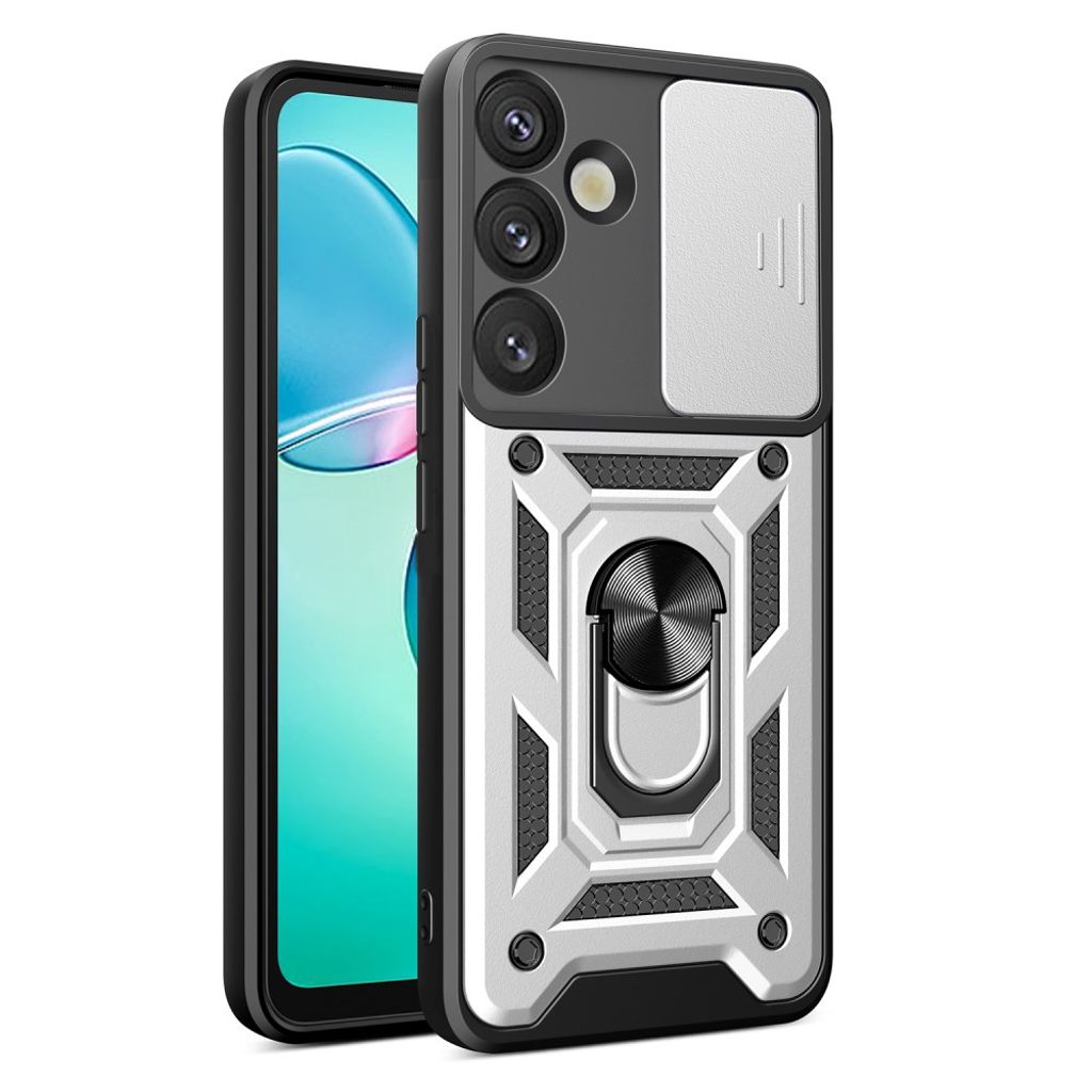 Samsung Galaxy S25 Plus Case with Camera Cover and Stand - Silver — Samsung