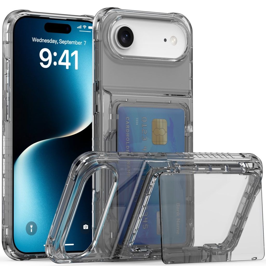 iPhone Air Case with Stand and Card Holder - Black