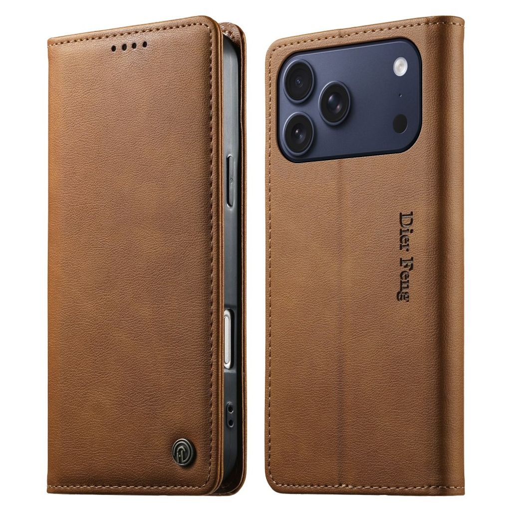 DIERFENG iPhone 18 Pro Max/17 Pro Max Wallet Cover RFID Blocking - Brown