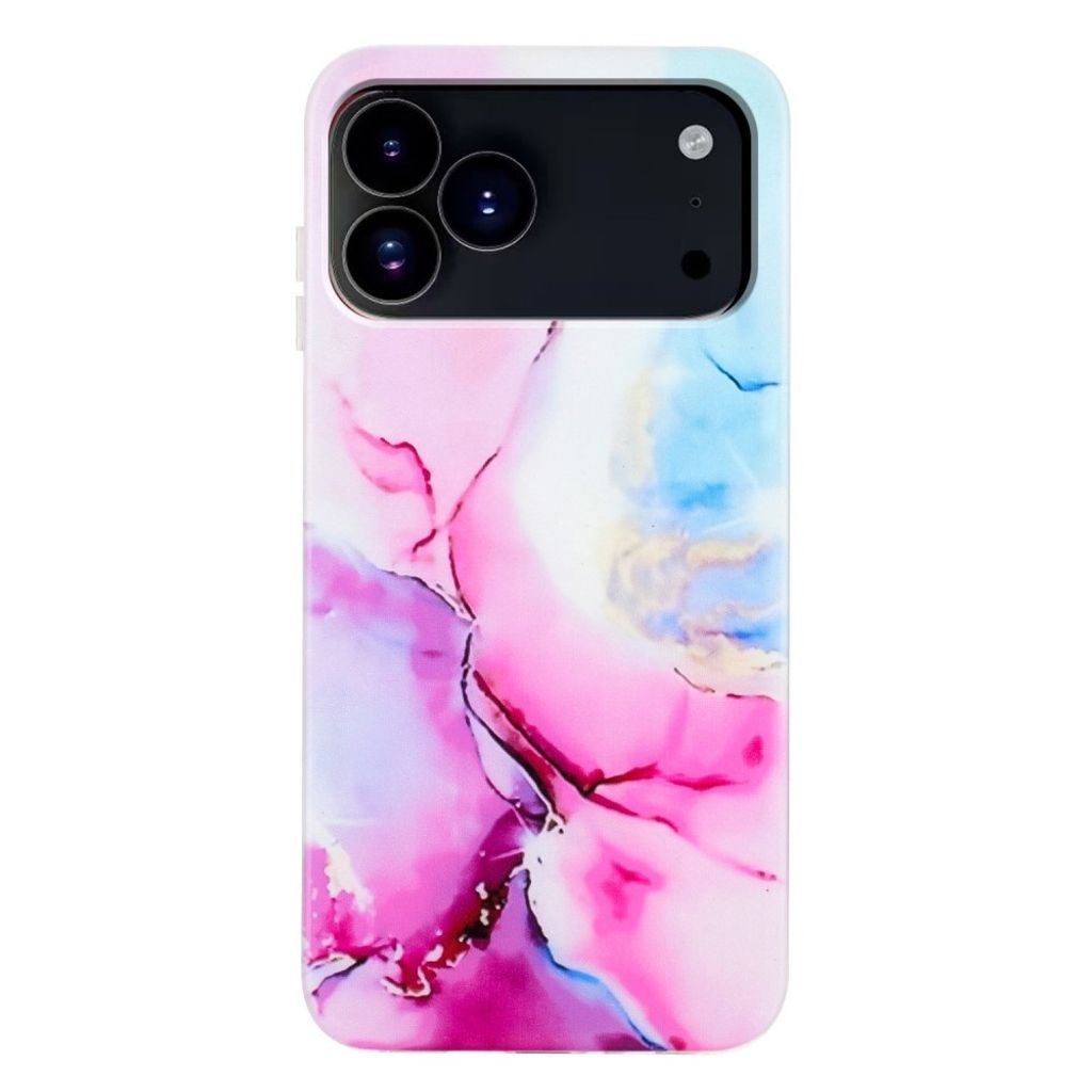 Case with Marble Pattern Print iPhone 18 Pro, iPhone 17 Pro - Pink/Blue — Övrigt