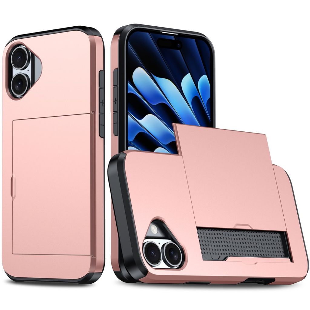 iPhone 16 Plus Case with card slot - Rose Gold
