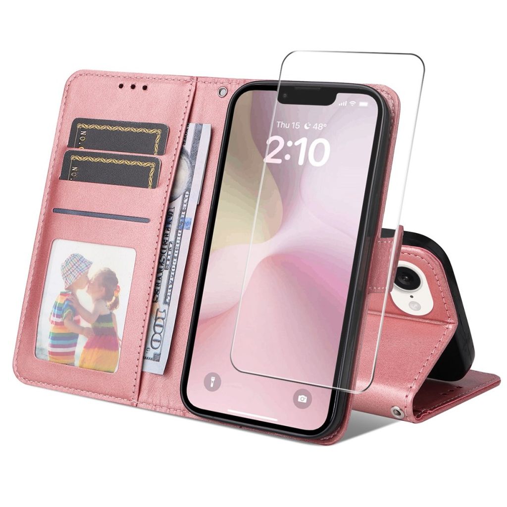 ENKAY HAT PRINCE iPhone 17e/16e Wallet Cover with Screen Protector - Pink — ENKAY