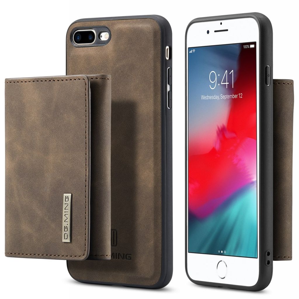 DG.MING iPhone 7 Plus / 8 Plus Case with Wallet - Dark Brown