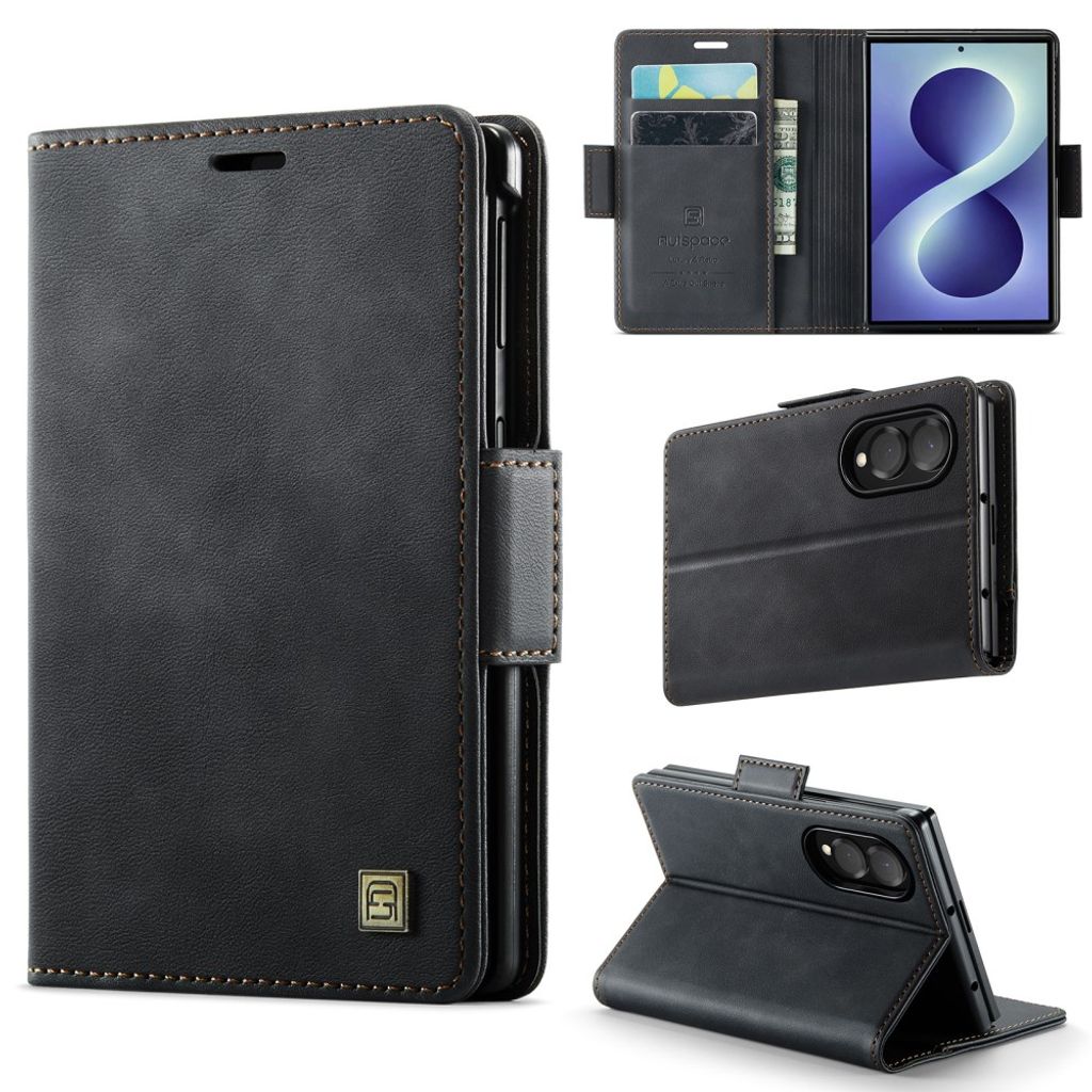 AUTSPACE Samsung Galaxy Z Fold8 Wallet Cover PU-leather RFID Blocking  - Black — AUTSPACE