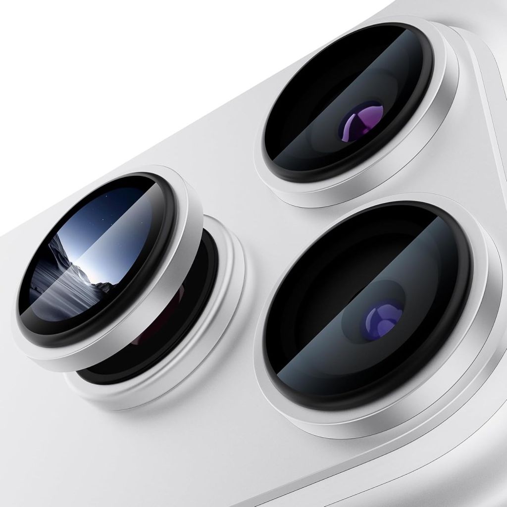 iPhone 18 Pro Max Lens Protector Tempered Glass Metal Ring - Silver — Övrigt