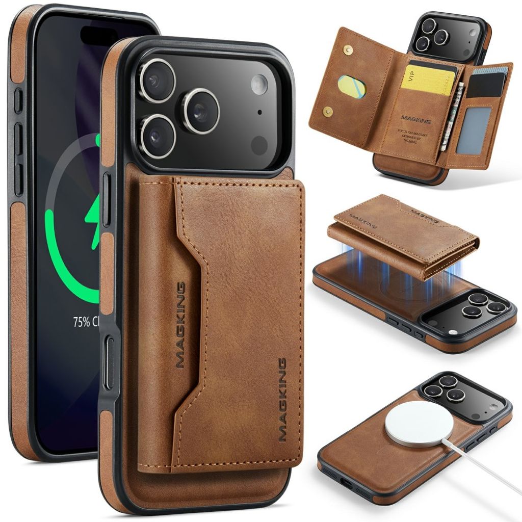 MAGKING iPhone 18 Pro Max/17 Pro Max MagSafe Case with Removable Wallet - Brown — MAGKING