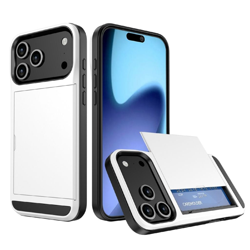 Hybrid Case with Card Holder iPhone 18 Pro Max, iPhone 17 Pro Max - White — Hybrid