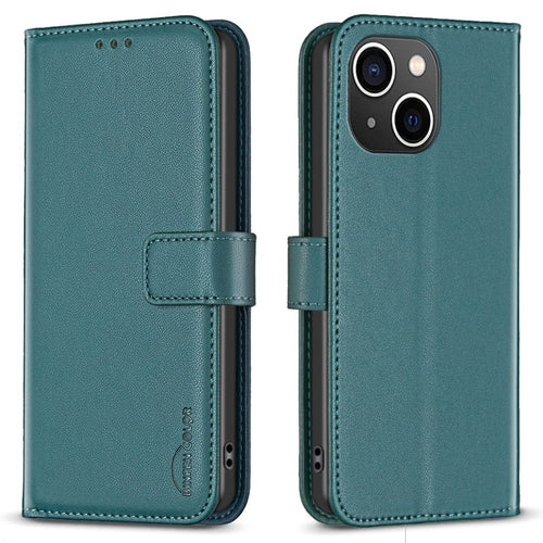 BINFEN COLOR iPhone 15 Wallet Cover Stand PU Leather - Green — BINFEN