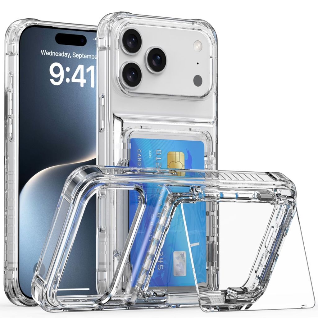 iPhone 17 Pro Case with Stand and card slot - Transparent — Övrigt