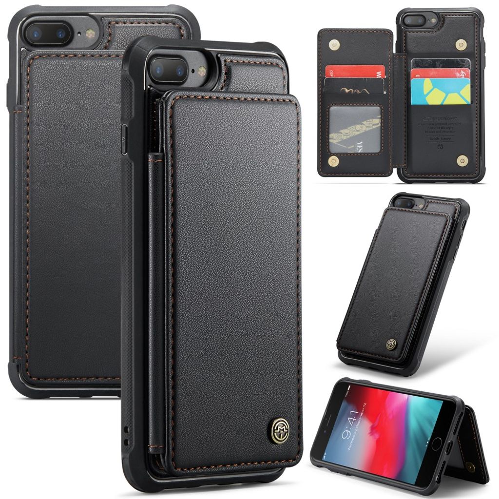 CASEME iPhone 6 Plus/6s Plus/7 Plus/8 Plus Case with 5 Card slots - Black