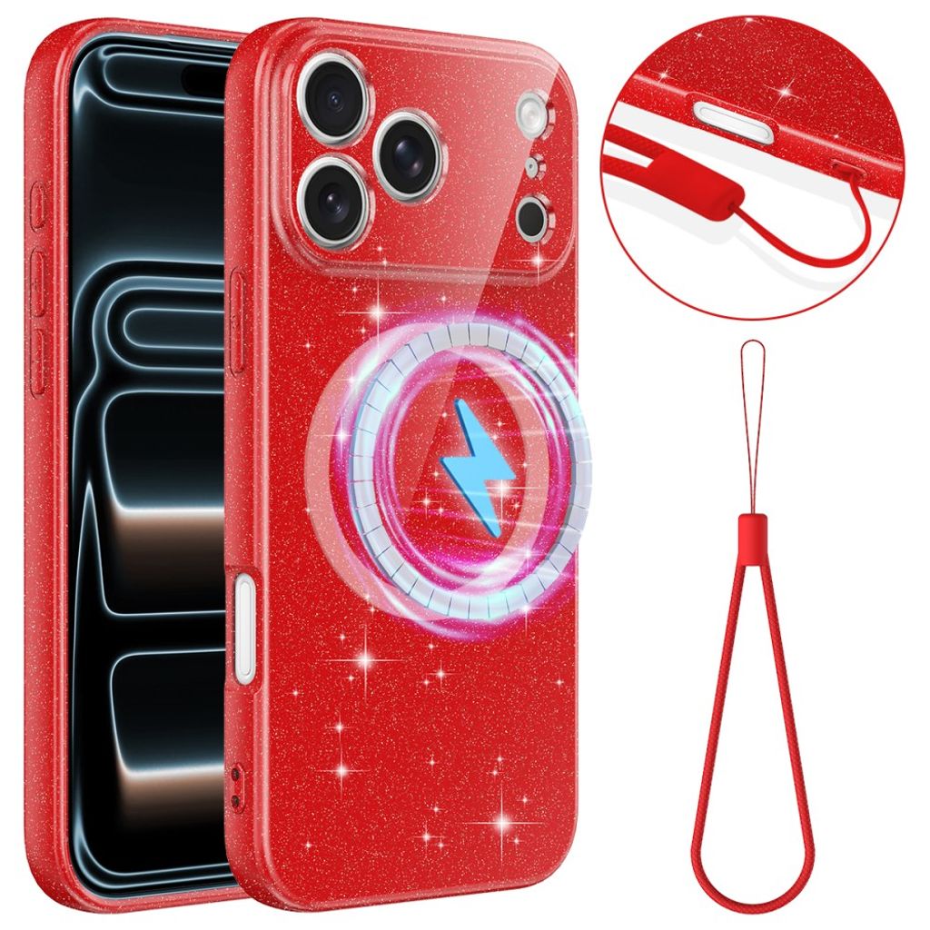 iPhone 17 Pro Max Glitter MagSafe Case - Red
