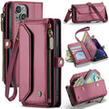 iPhone 13 Wallet Cover Card Slots - Wine Red
