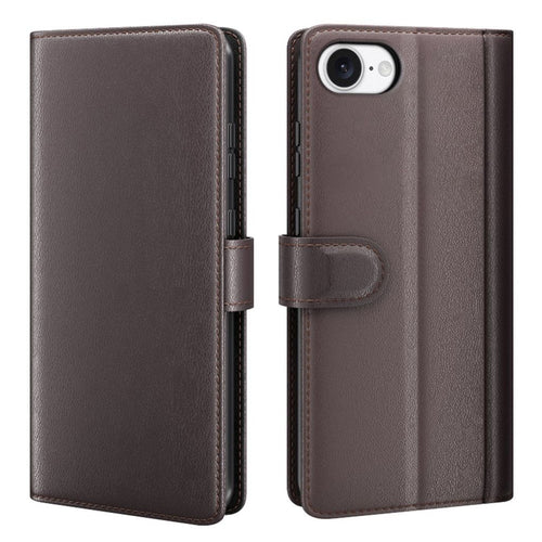 AMORUS iPhone 17e/16e Wallet Cover Real Leather - Brown — AMORUS