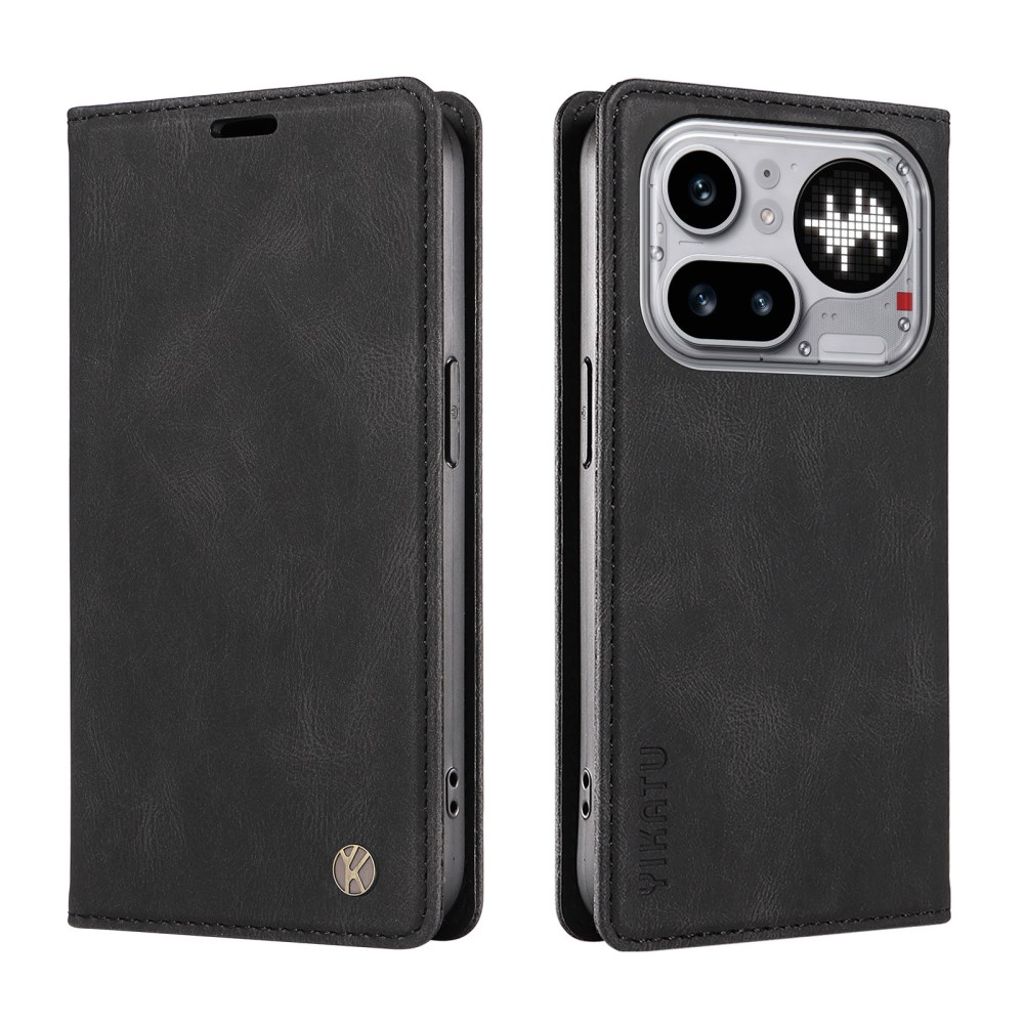 YIKATU Nothing Phone (4a) Pro Wallet Cover PU Leather - Black — YIKATU