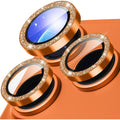 iPhone 18 Pro Max Glitter Camera Lens Film Metal Ring Glass Protector - Orange — Övrigt