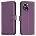 BINFEN COLOR iPhone 15 Wallet Cover Stand - Dark Purple — BINFEN