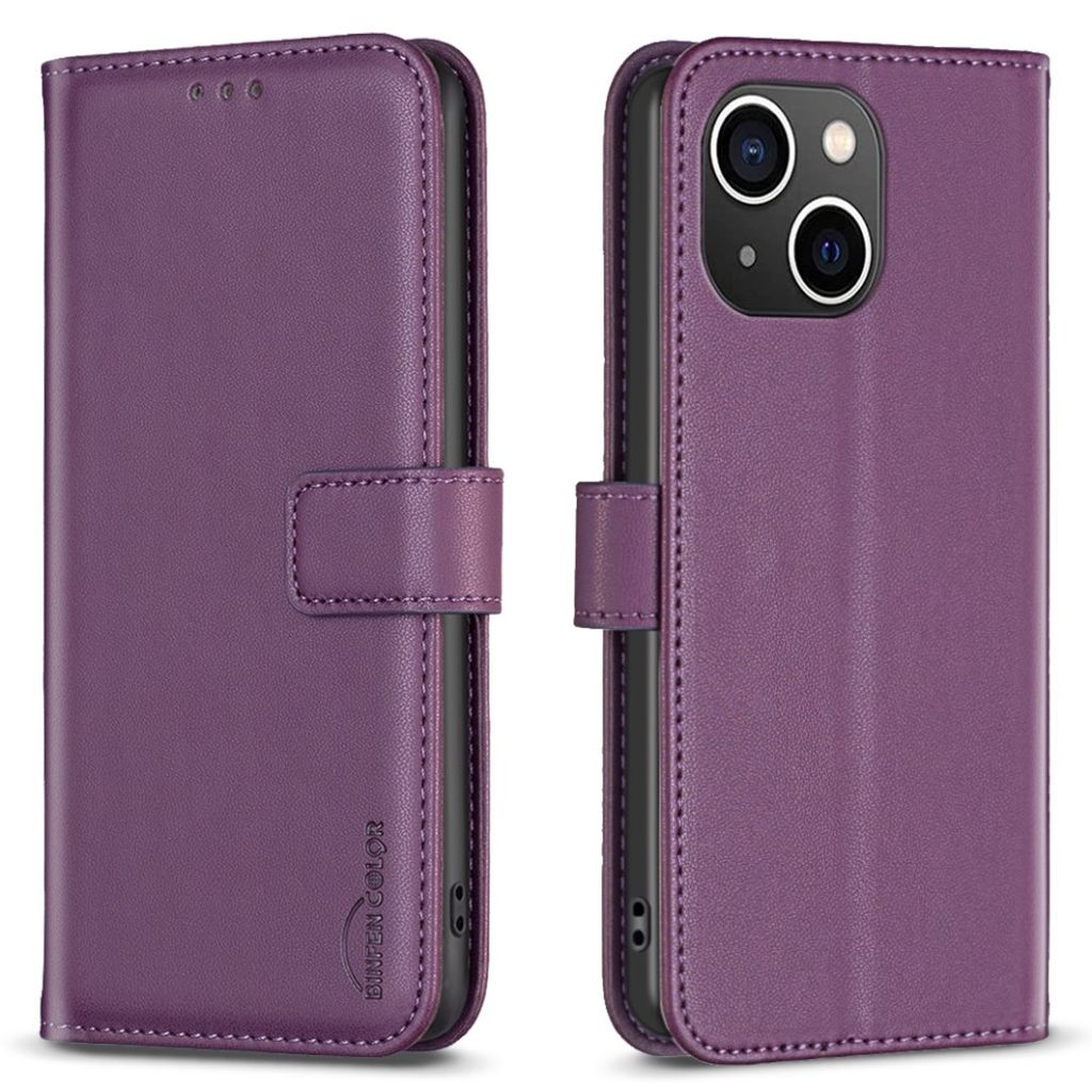 BINFEN COLOR iPhone 15 Wallet Cover Stand - Dark Purple — BINFEN