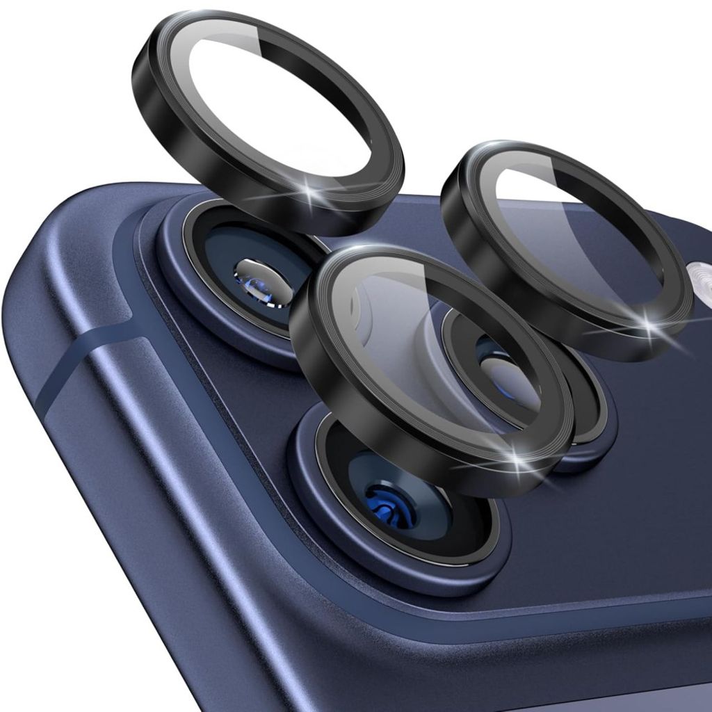 iPhone 18 Pro Max Camera Lens Protector Tempered Glass Metal Ring - Black — Övrigt