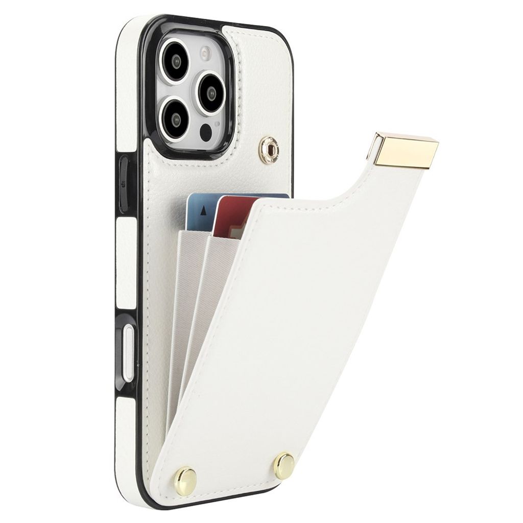 iPhone 16 Pro Max Wallet case in PU Leather - White — Övrigt