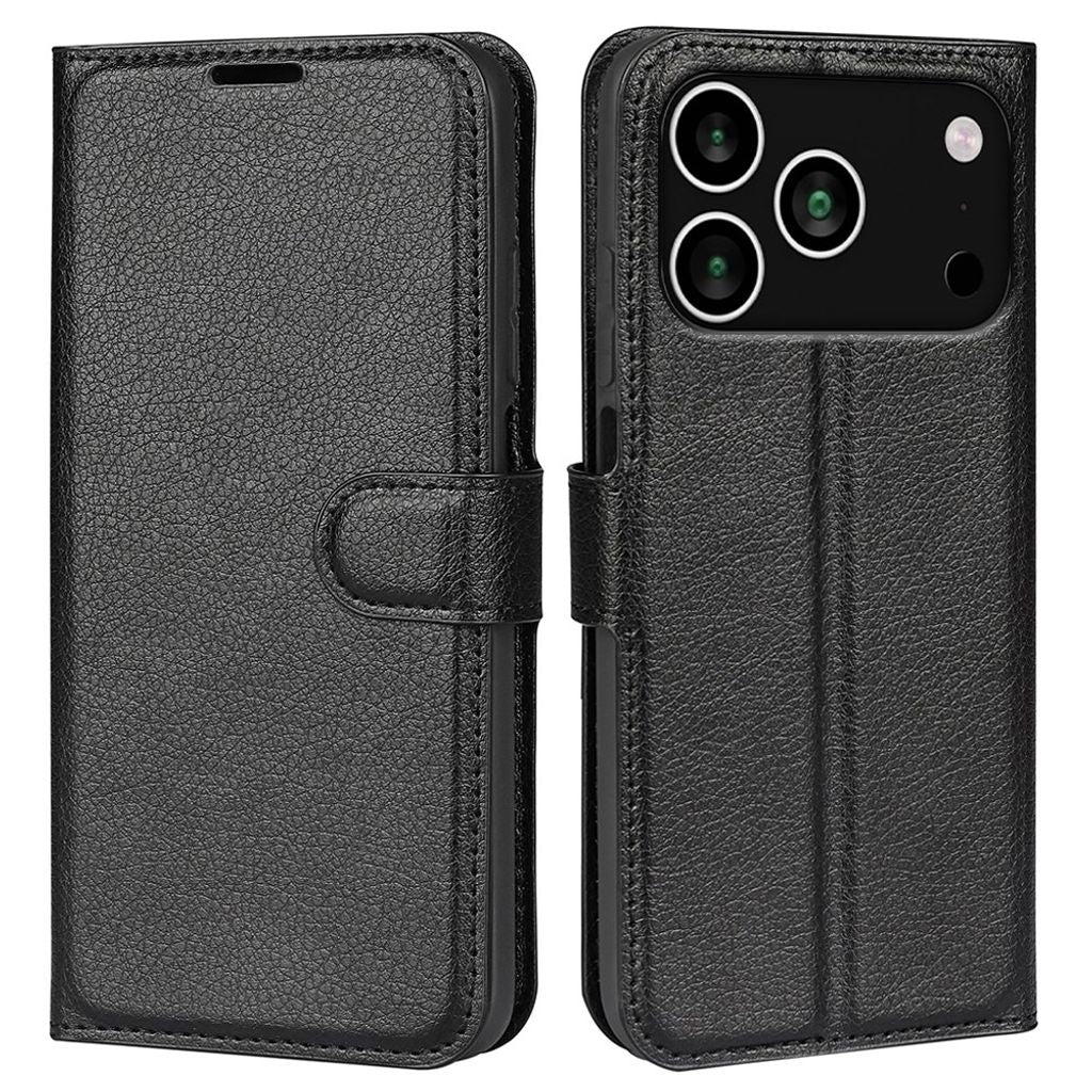 iPhone 18 Pro Max/17 Pro Max Wallet Cover Shockproof PU Leather - Black — Övrigt