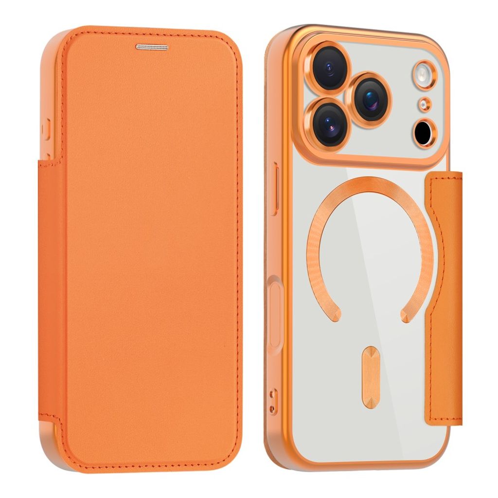 iPhone 17 Pro MagSafe RFID Blocking PU Leather Cover - Orange — Övrigt