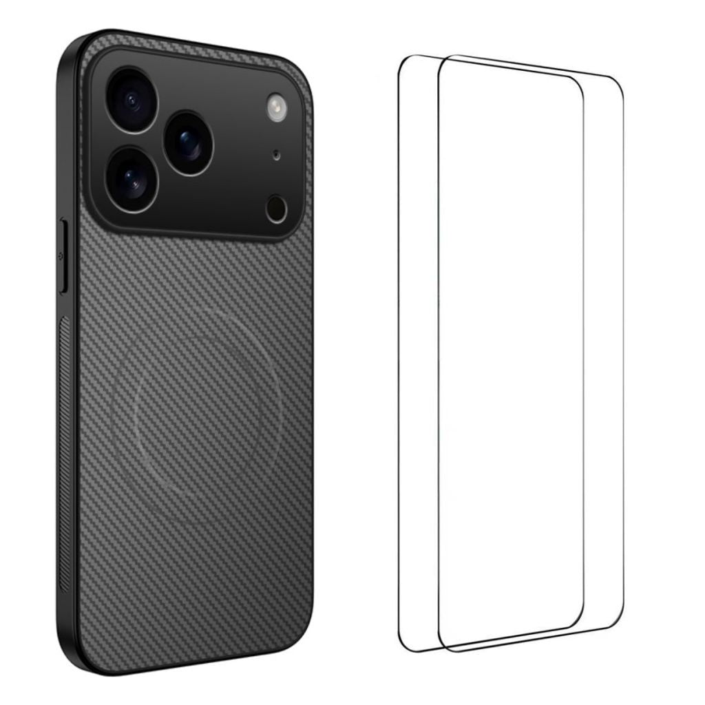 iPhone 18 Pro Carbon Fiber MagSafe Case with 2x Screen Protector - Gray — Övrigt