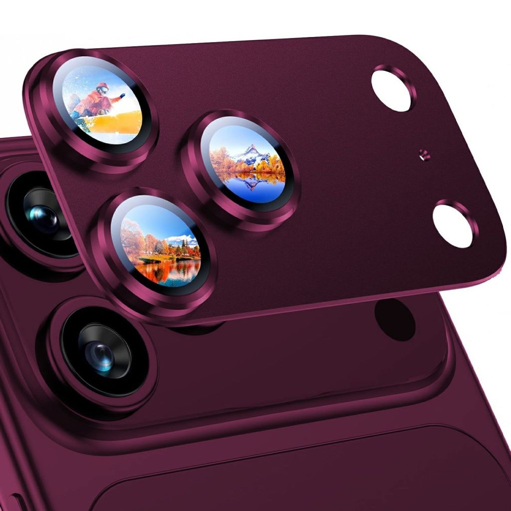 RURIHAI iPhone 18 Pro Lens Protector with Aluminum Frame - Dark Purple — RURIHAI