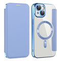 AMORUS iPhone 14 Wallet Cover MagSafe RFID Blocking - Blue
