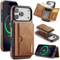 DG.MING iPhone 18 Pro/17 Pro Case with Magnetic Wallet - Light Brown