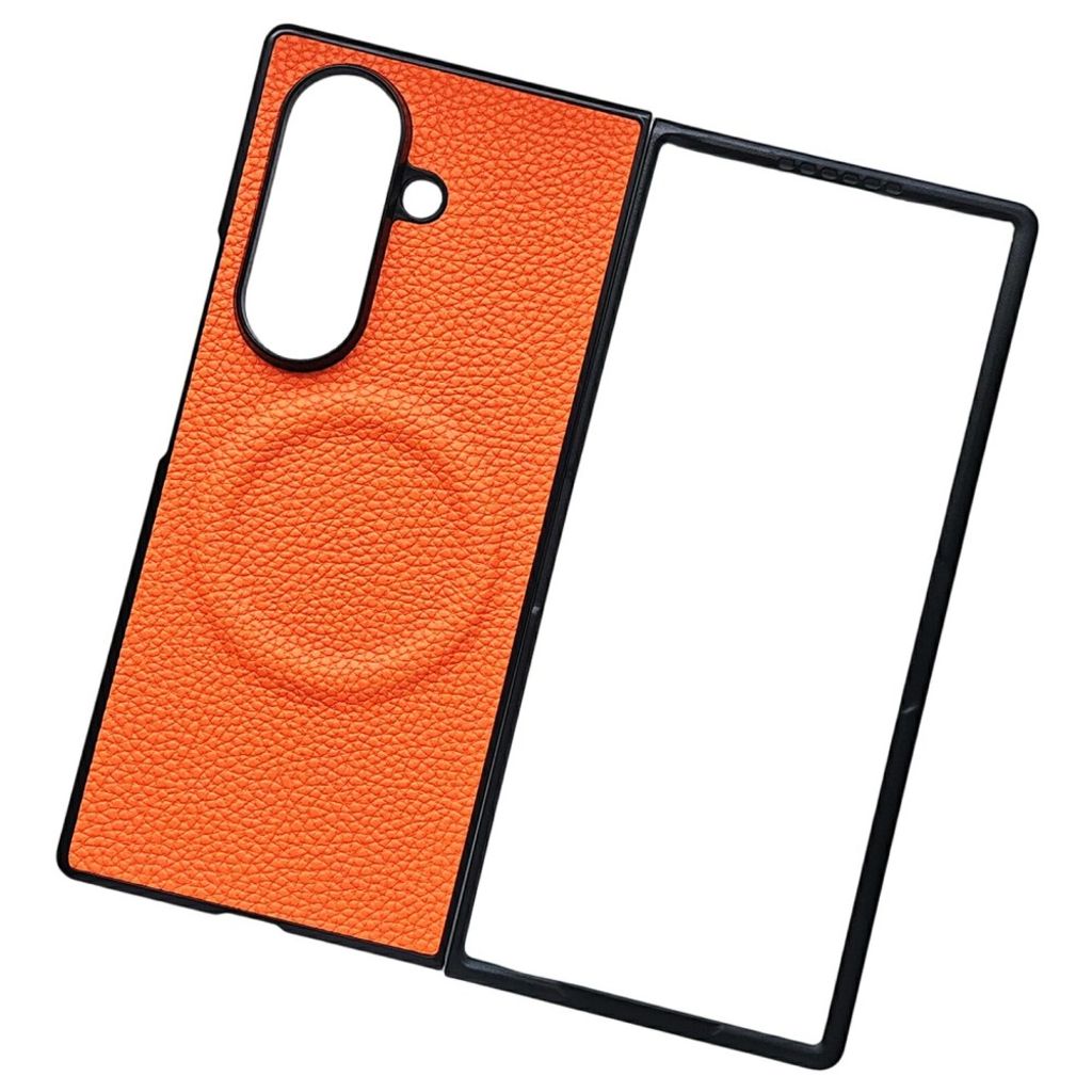 Samsung Galaxy Z Fold8 Ultra MagSafe Case PU-leather - Orange — Samsung