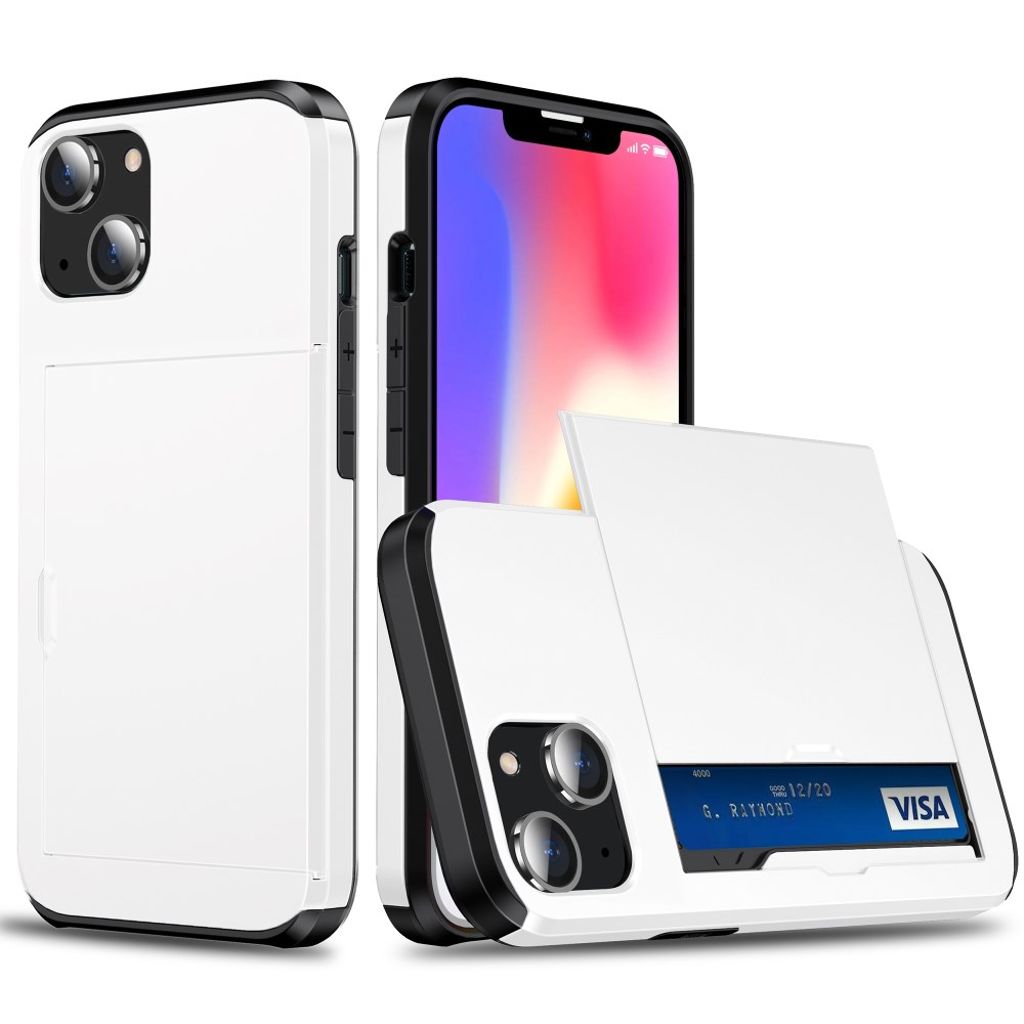 iPhone 15 case case with slide card holder - White