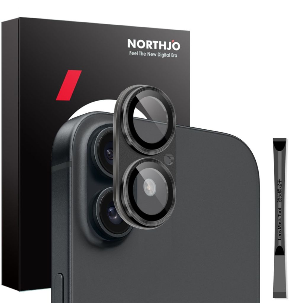 NORTHJO iPhone 16/16 Plus Camera Lens Protector Metal + Glass - Black — NORTHJO