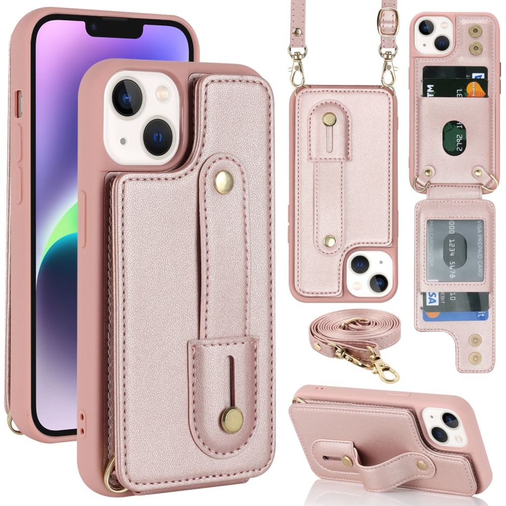iPhone 15 Case with shoulder strap - Rose Gold