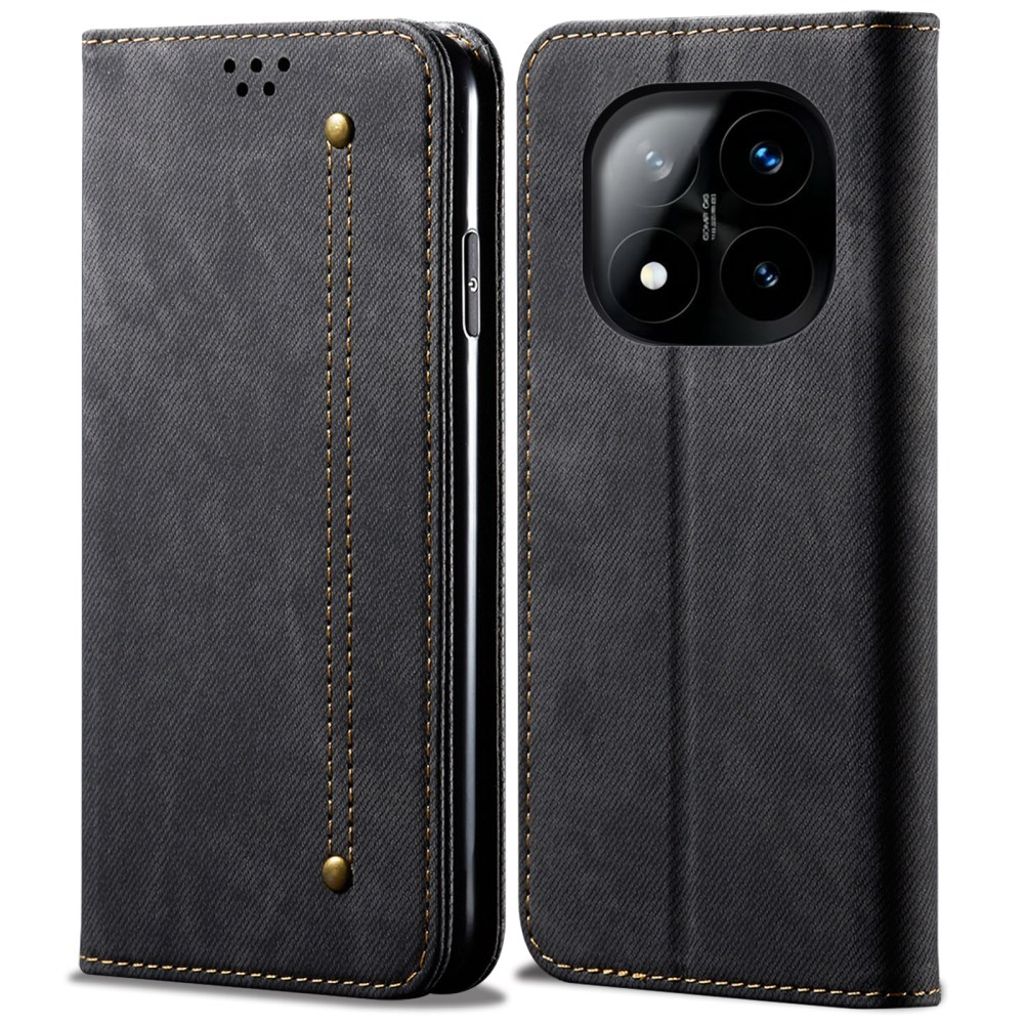 Xiaomi Redmi Note 14 Pro 5G Denim Wallet Cover - Black