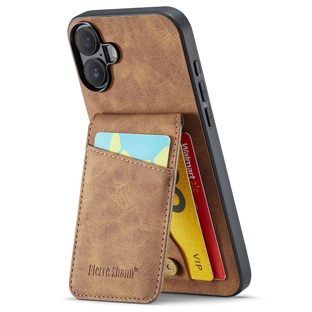 FIERRE SHANN iPhone 16 Case with Stand - Brown
