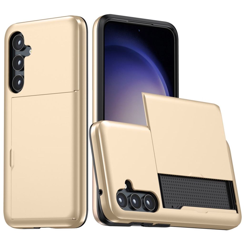 Samsung Galaxy A55 5G case with slide card holder - Gold